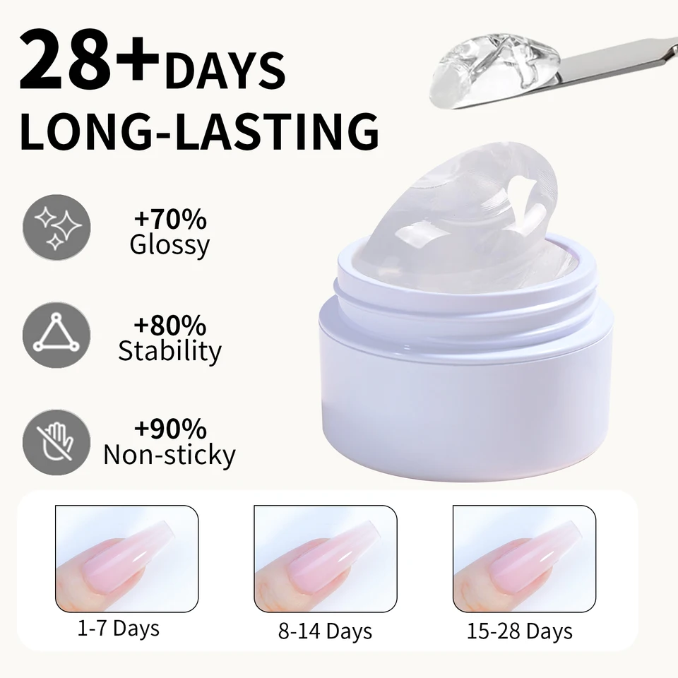 7 piezas 15ml Set de gel de extensión de uñas sólido, gel de extensión no adhesivo, escultura 3D, gel UV de fotocurado, moldeado rápido 2