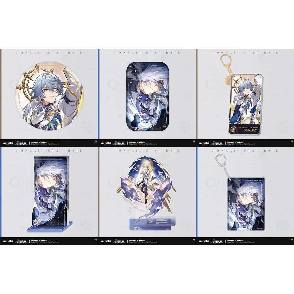 Sunsyea Official Honkai Star Rail Merch From miHoYo Sunday Series Badge Keychain Acrylic Stand Ornament Colored Board