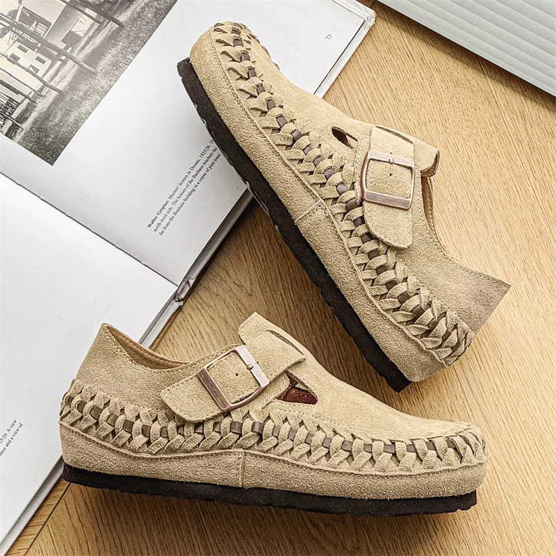 

Кожаная обувь из воловьей кожи, пара универсальных верхних туфель, повседневная обувь для ленивых