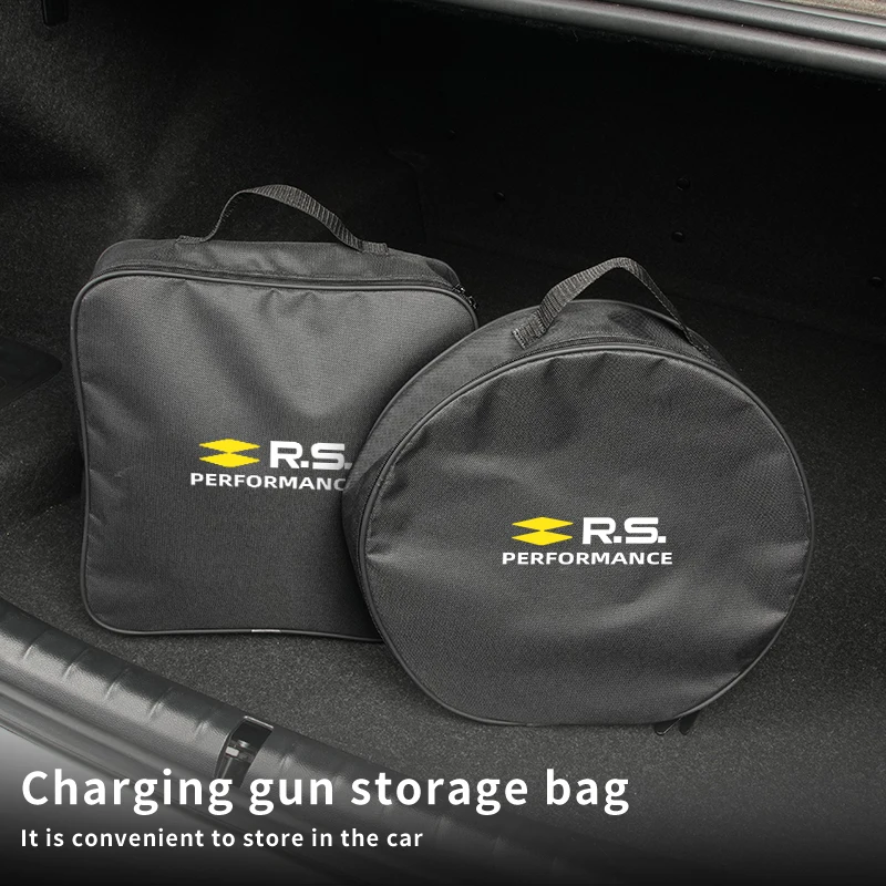 EV Car Charging Cable Storage Box Electric Vehicle Charger Cables Carry Bag For Renault RS Performance Scenic Logan Megane Sill