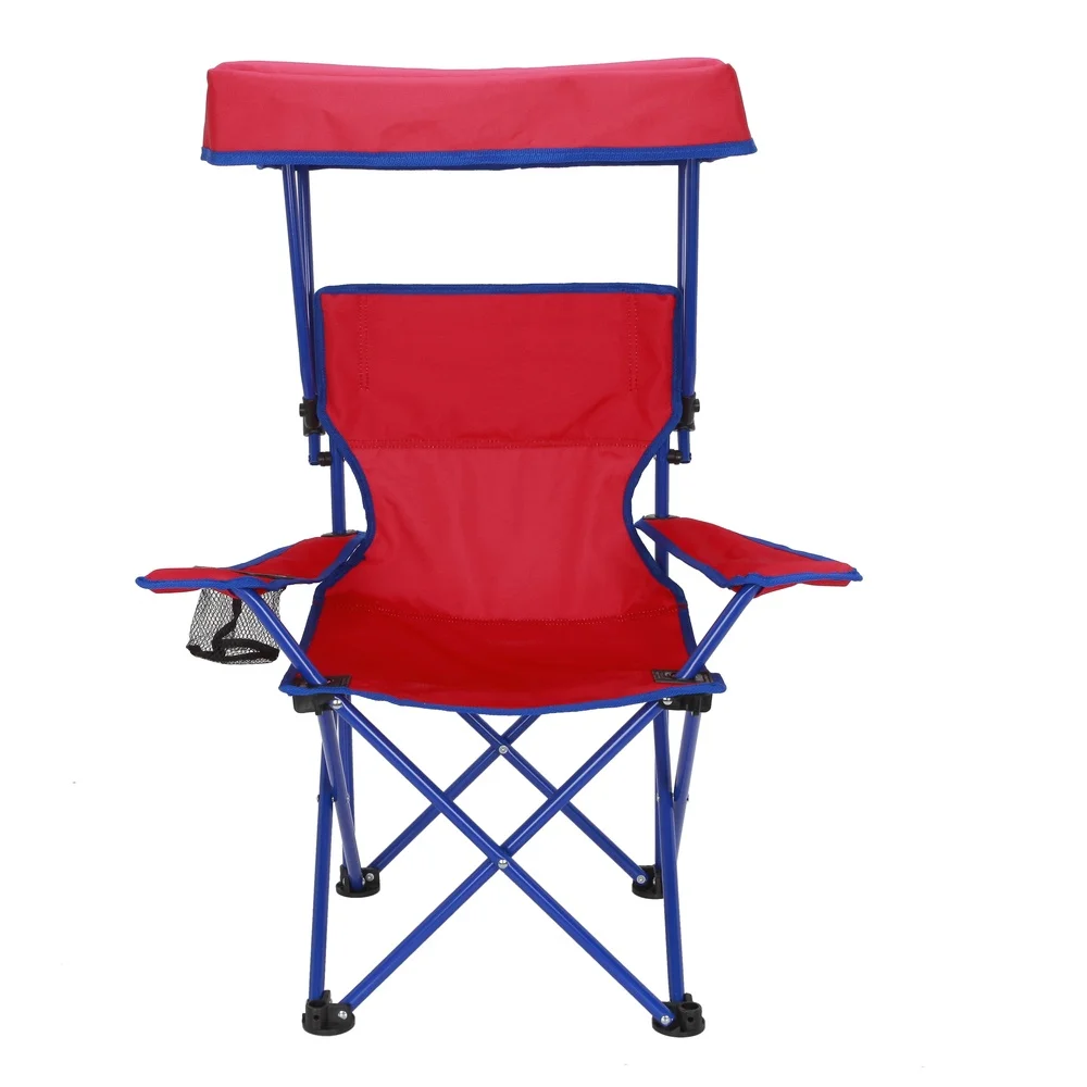 Silla de campamento con dosel para niños, cerradura de seguridad, silla plegable ligera portátil para niños con portavasos, Ideal para playa, patio trasero, Camping