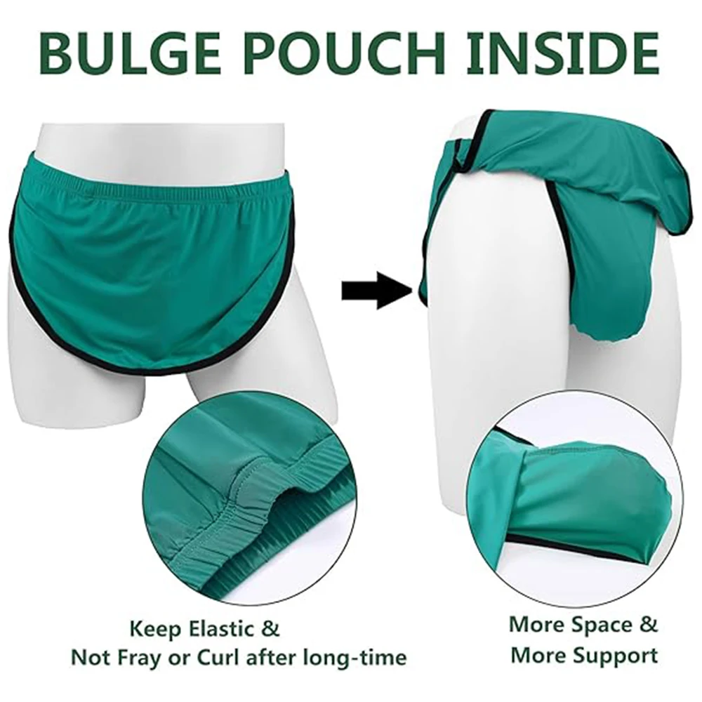 ZONBAILON Men's Boxers, G-String Backed Pouch Thongs with Skirting, Sexy Sleep Shorts Silky Pajama Underwear, Split Side