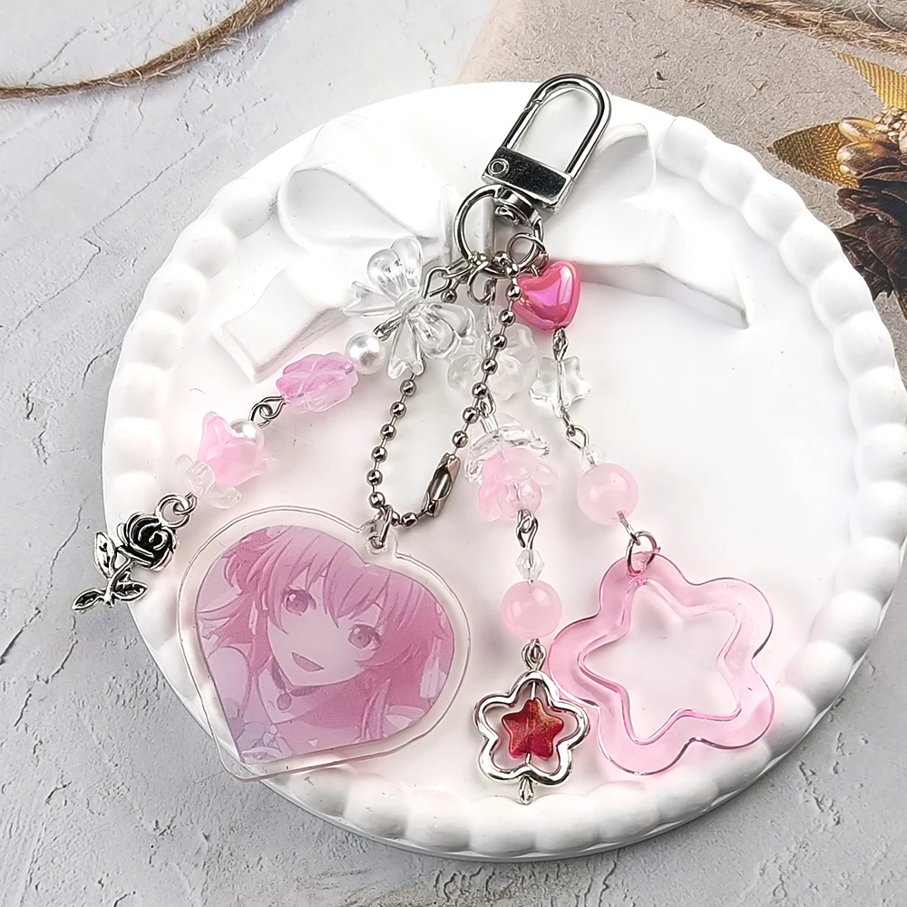 Project Sekai Original God Matching Key Chain Kawaii Anime Girl Heart Acrylic Keychain Cute Beaded Charm Cosplay Accesseries