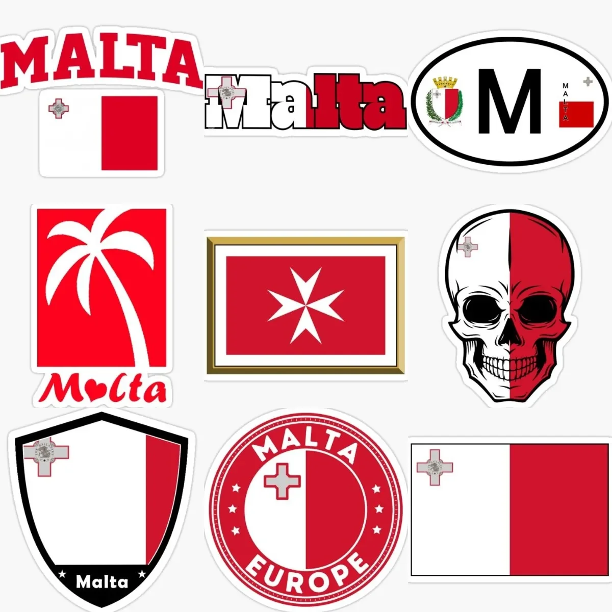 

Malta M Flag Map Emblem Skull Creative Stickers Car Window Bicycle Wall Laptop Bumper Truck Helmet Motorcycle Off-road PVC Decal