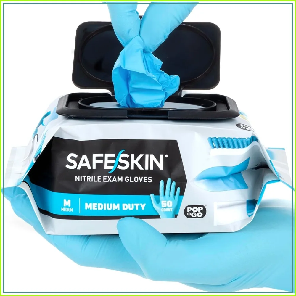 Disposable Nitrile Gloves, Medium Duty, Powder-Free, 50 or 200 Count - Cleaning, Gardening, Crafts