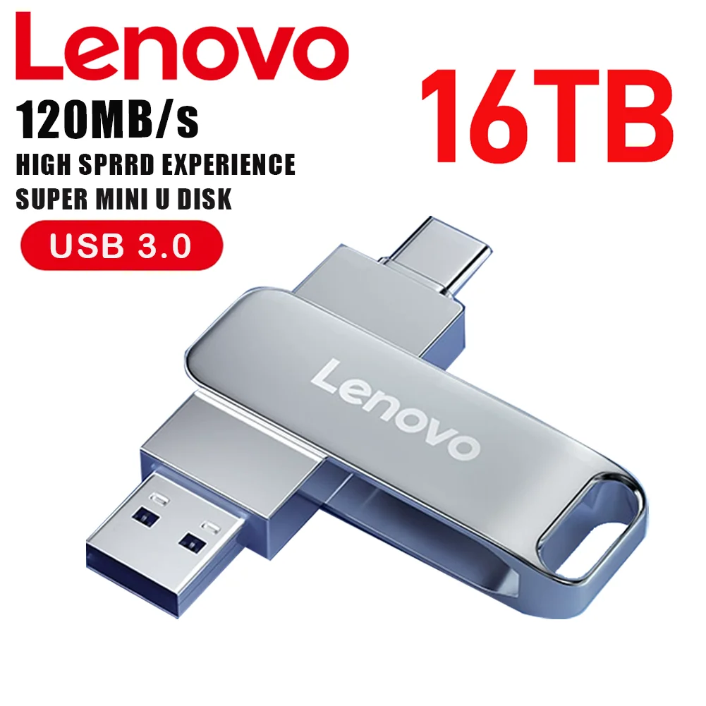 Original Lenovo 16TB USB3.1 Flash Drives U Disk High Speed Metal Pendrive WaterProof Type-C Memoria USB Stick USB Drives 8TB 4TB