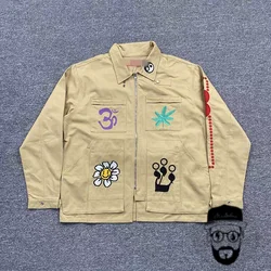 smiley face embroidery CPFM XYZ jacket cotton fabric casual loose men's and women's street clothing