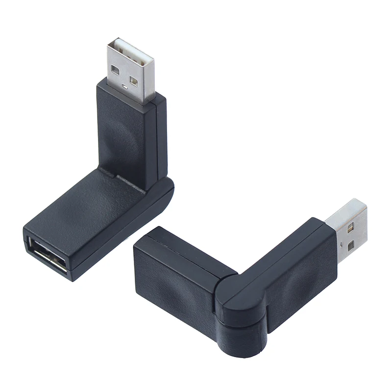 1 Piece Fixed Bending  45 to 180 Degree USB 2.0  Male to Female Angled  Adaptor