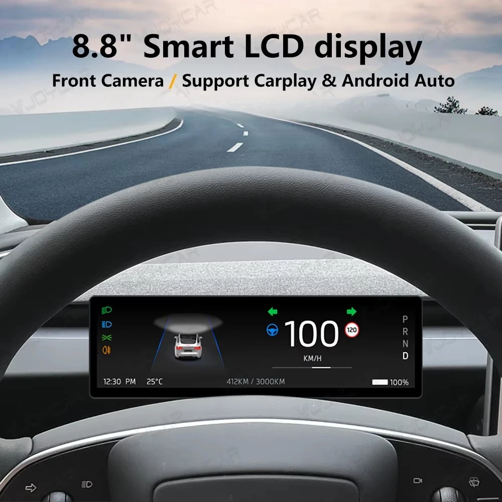8.8 Inch HD Touch Dashboard Screen Silent Intelligent Instrument Cluster Carplay Android Auto HUD Navigation For Model 3 Y