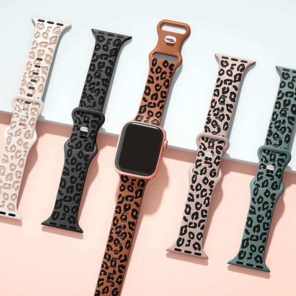 Graviertes Leopardenarmband für Apple Watch Ultra 2 3 4, 49 mm, 44 mm, 40 mm, 45 mm, 38 mm, Silikonarmband, iWatch Series 10 11 12 9 8 SE – Detail 22