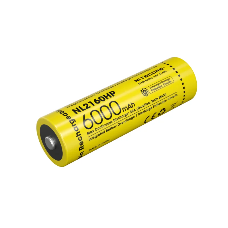 Imagem -02 - Bateria Recarregável Nitecore com Protegido por Nl2160hp 21700 6000mah Alto Desempenho Superior 20a 3.6v 21.6wh 20a