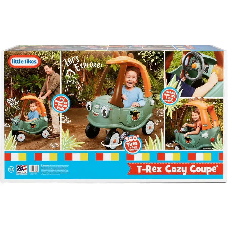 T-Rex Cozy Coupe by Dinosaur Ride-On Car for Kids, Multicolor Large