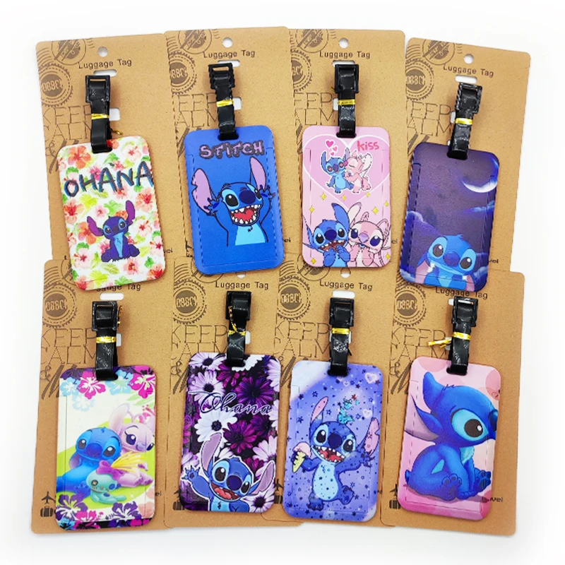 Disney Stitch Luggage Label Cute Travel Luggage Tag Suitcase ID Address Holder Baggage Boarding Portable Suitcase Ticket