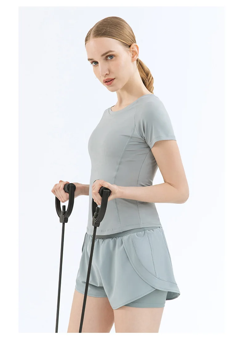 Women's Yoga Shorts - Fake Two Pieces Sports Shorts for Women Summer High Waist Loose Fitness Running Shorts Workout Hot Pants
