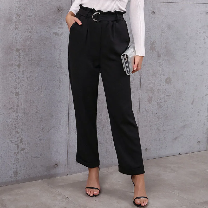 

Spring/summer 2025 Women's Commuter Wind Lace-up Micro-pants Elastic Trousers