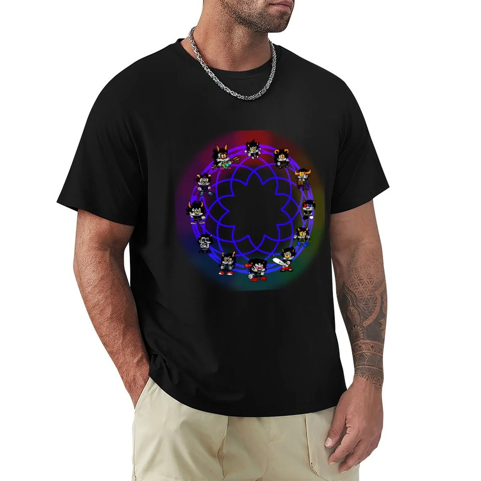 

Homestuck Trolls Chibi Ring T-Shirt Active Sports Short Sleeve Cotton Shirt