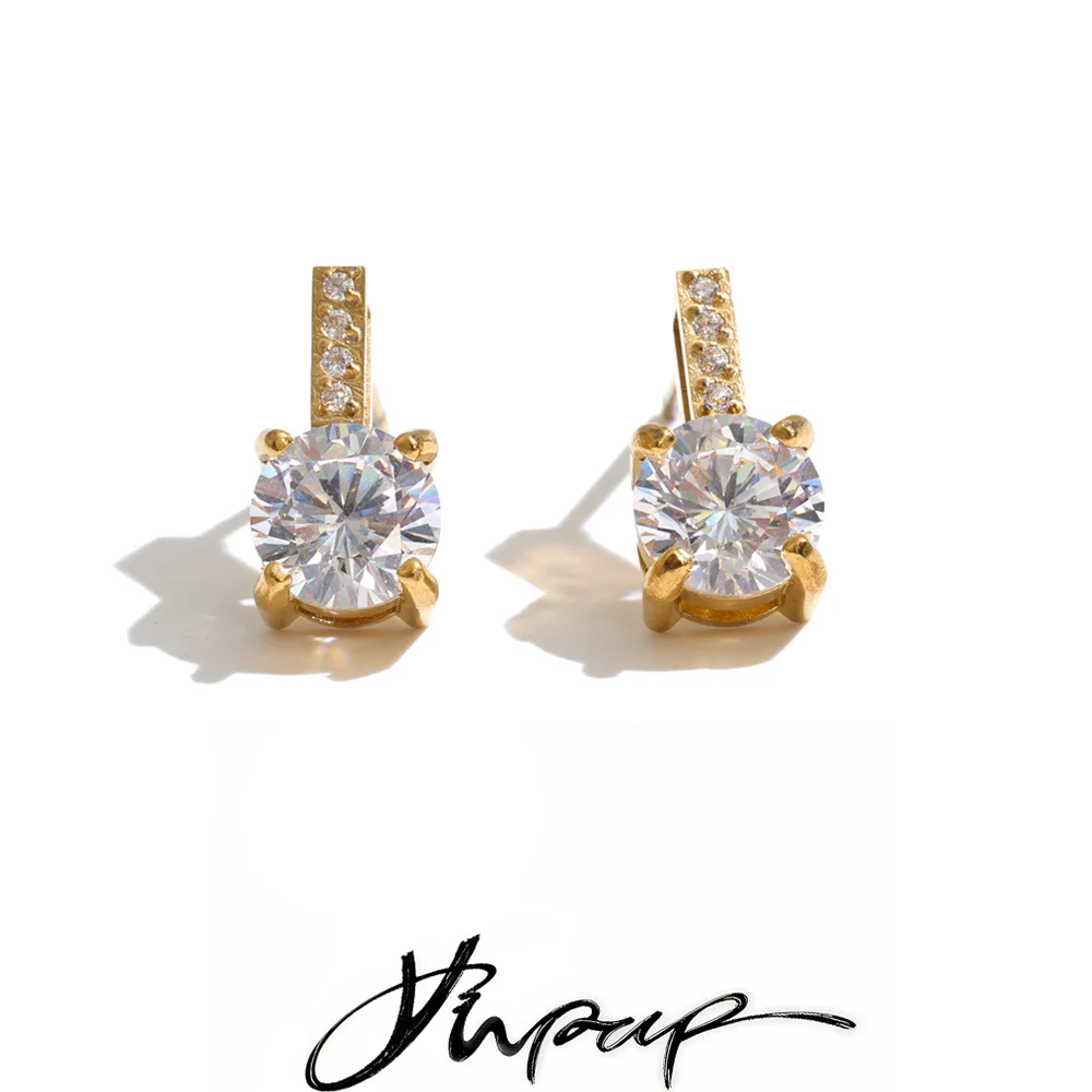 Yhpup Ohrstecker aus Edelstahl, glänzend, mit Zirkonia, rund, für Damen, Fantasy, beliebter Schmuck, Geschenk für den Abschlussball