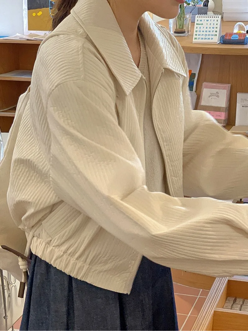 Chic ort ample femmes Jaet col à glissière conception à la mode polyvalent haut coréen Sle printemps automne hiver vêtements d'extérieur