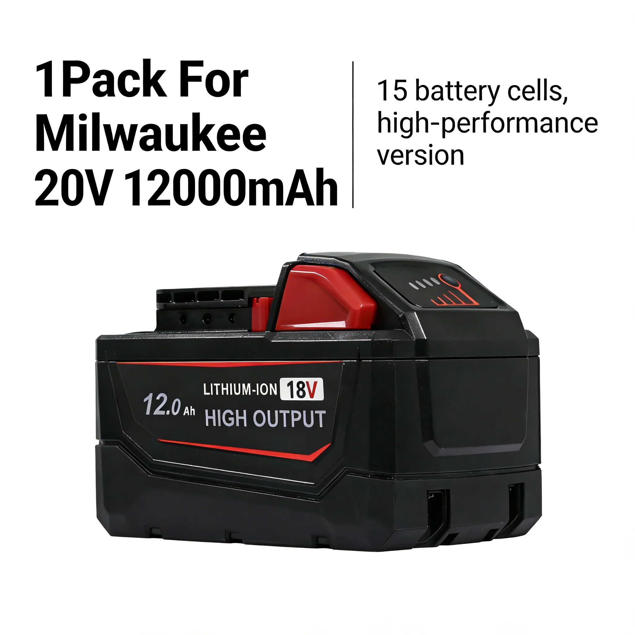 

18V 12.0Ah 15cores 1/2/4-Pack Battery for Milwaukee M18 Compatible with 48-11-1890 48-11-1850