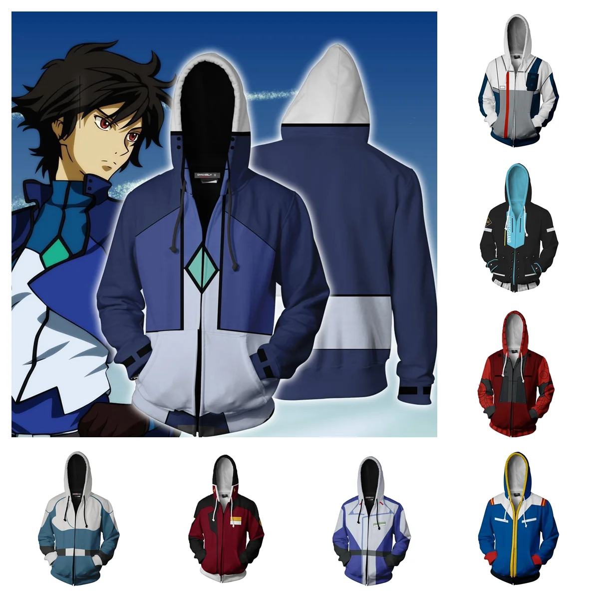 Anime Mobile Suit Gundam Hoodies Kira Yamato Sweatshirt Cosplay Jacket Athrun Zala Hooded Unisex Streetwear Clothes Zipper Coat