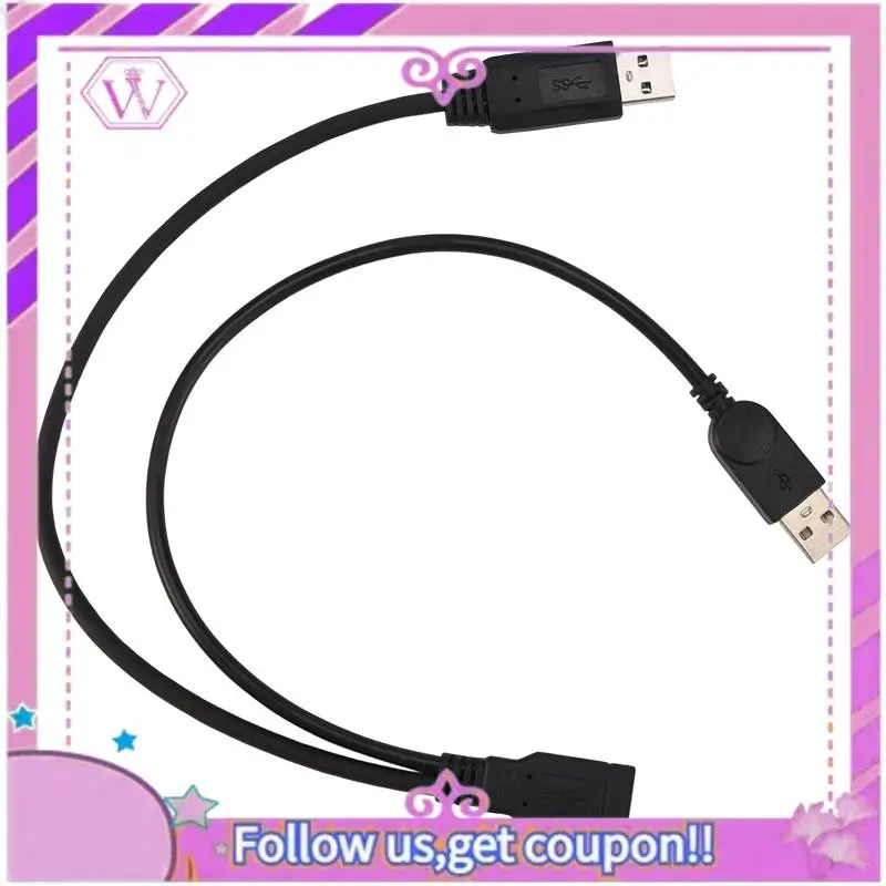 Black USB 3.0 Female To Dual USB Male Extra Power Data Y Extension Cable For 2.5 Inch Mobile Hard Disk Best-Selling