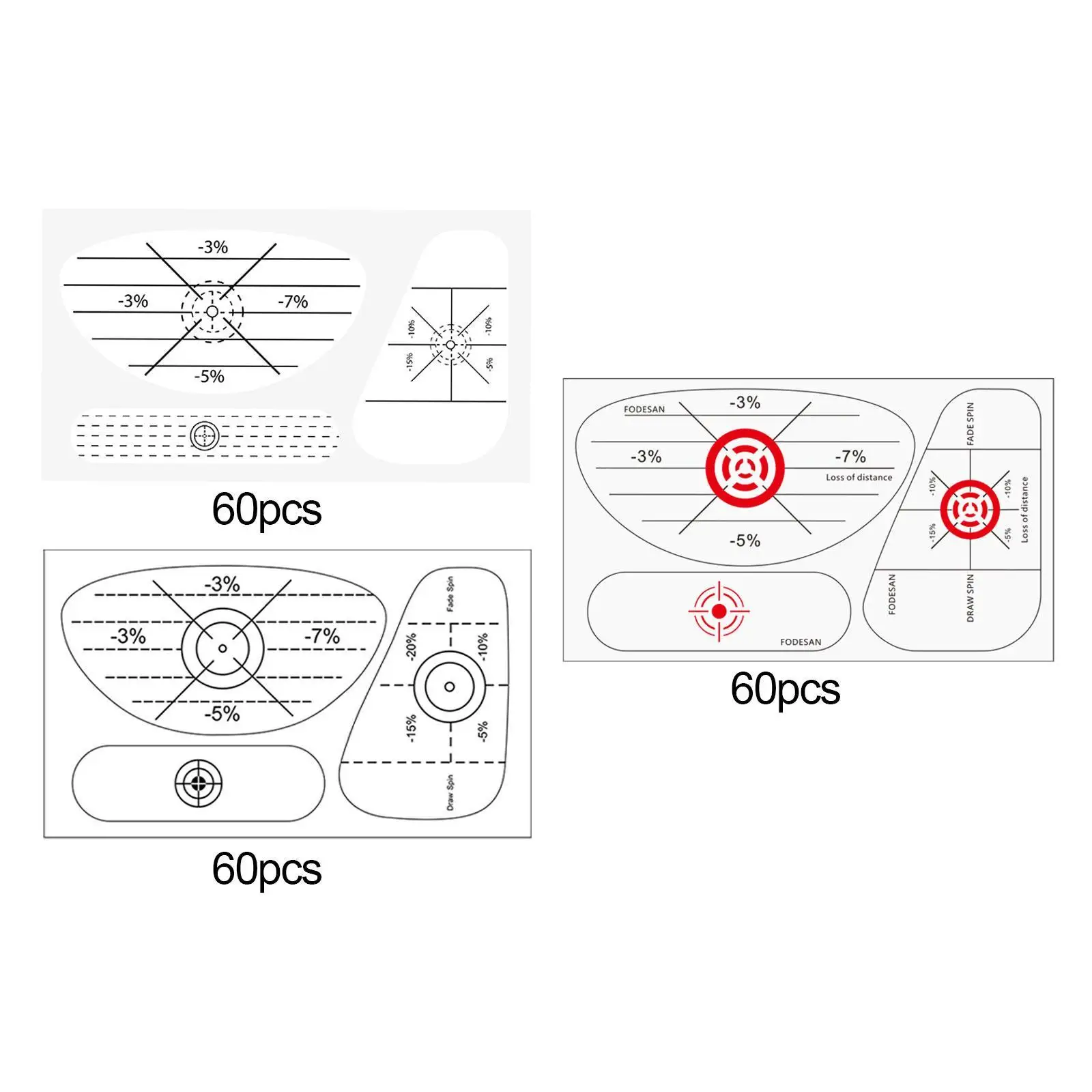 60 ملصقًا لشريط الجولف، تحليل متساق الحديد، سائق، معدات خشبية، #2
