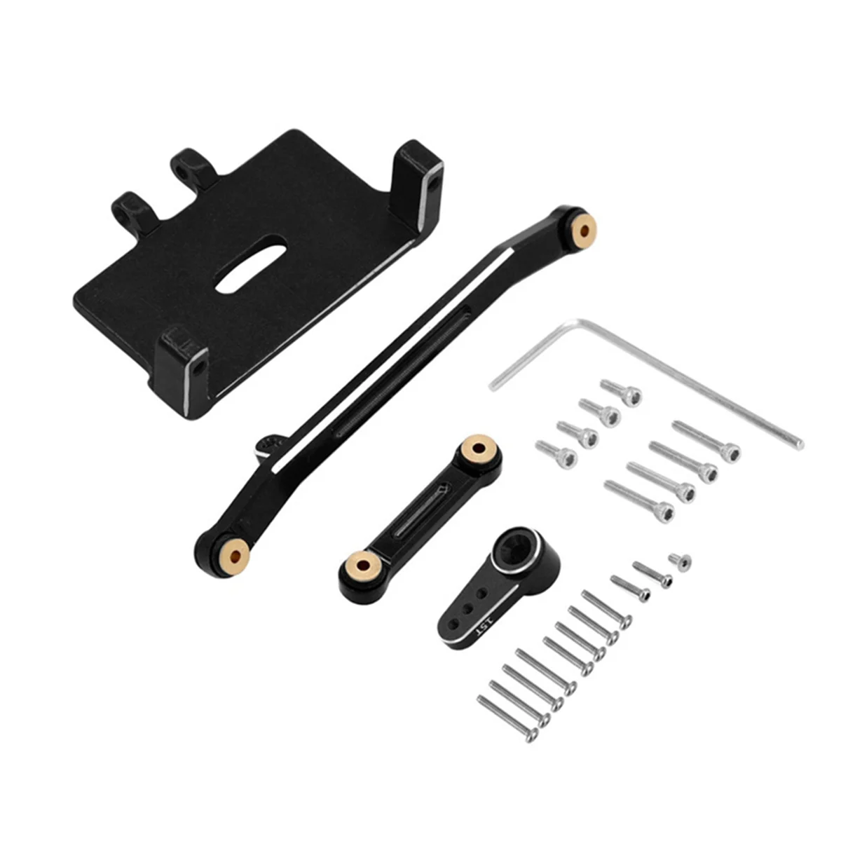 Servo Mount Bracket Steering Arm Steering Rod Suitable for Axial SCX24 1/24 RC Track Car Upgrade Parts, Black