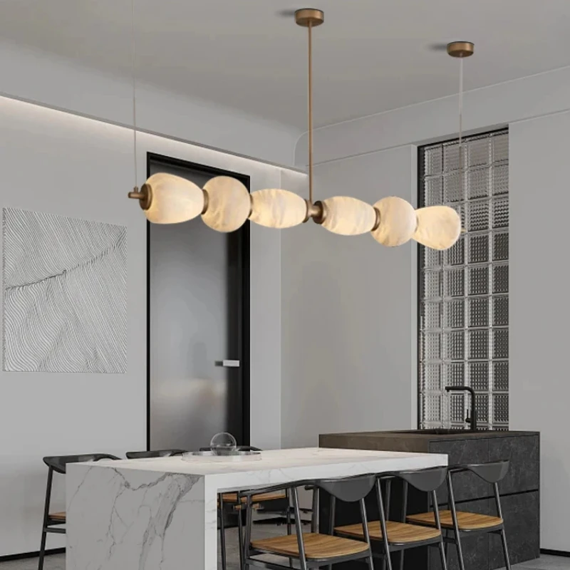 Sophisticated Dimmable Marble Chandelier - Gold Pendant Lamp for Hotel, Restaurant- 2025 New Ceiling Luster Design