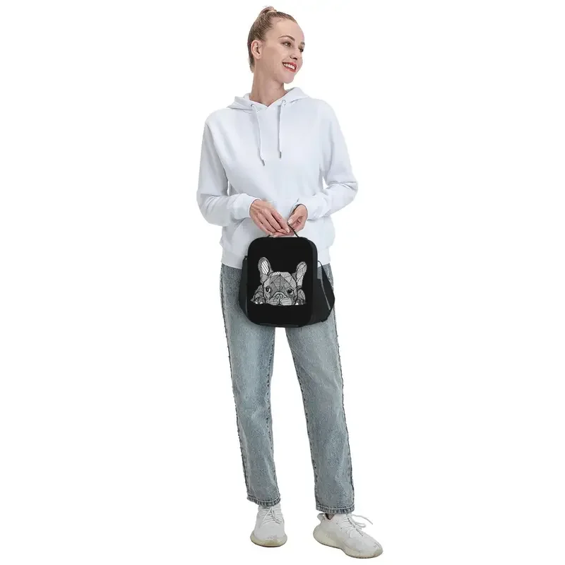 French Bulldog Resuable Lunch Boxes for  Leakproof Frenchie Dog Thermal Cooler Food Insulated Lunch Bag School Children Student