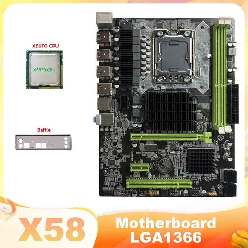 Материнская плата X58 LGA1366, компьютерная плата с поддержкой процессора XEON X5650 X5670, с ЦП X5670