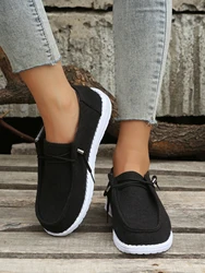 Women's Versatile Canvas Sneakers - Lightweight & Comfortable, Solid Color, Durable Sole for Casual Wear & Walking