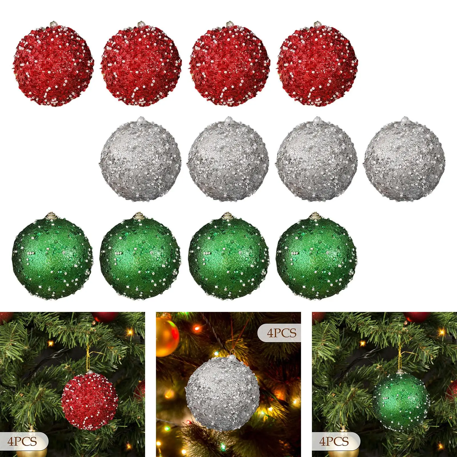 4x ornamenti con palline di Natale Decorazioni per l'albero di Natale Ornamenti per l'albero per il fidanzamento dei festival del ristorante dell'hotel al coperto
