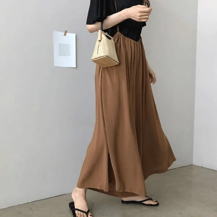 

Spring Summer New High Waist Wide Leg Pants Women's Loose Fitted Chiffon Suit Casual Straight Cut Trousers