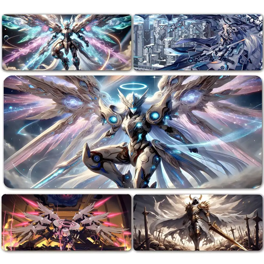 Mecha Angel Mouse Pad Mousepad Large Gaming Mouse Pad LockEdge Thickened Computer Keyboard Table Desk Mat