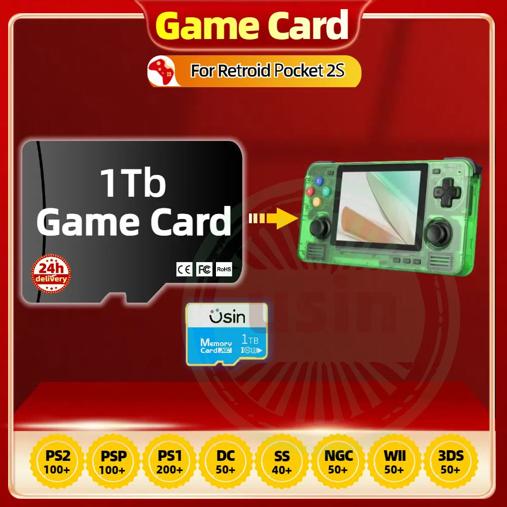 TF Game Cards For Retroid Pocket 2S RP 3 Plus Flip Android Gaming Console Retro Playstation PS2 PSP PS1 3DS Games SD Card 1TB