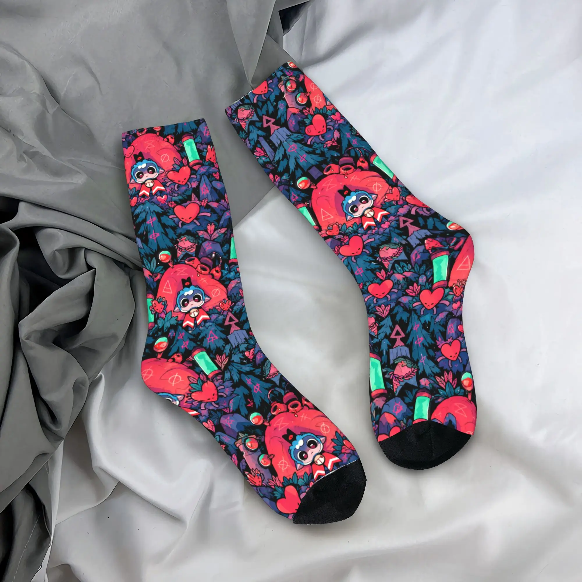 Women Men Socks Cult Of The Lamb Anime  Stockings Winter Vintage Warm Soft Socks Design Cycling Anti Sweat Socks