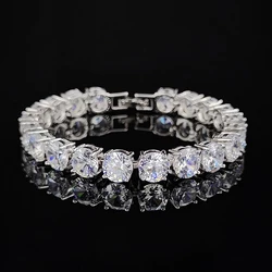 2024 new Luxury Round CZ silver color on hand Tennis Bracelet & Bangles For Women Jewelry Wedding Valentine's Day Gift S7217