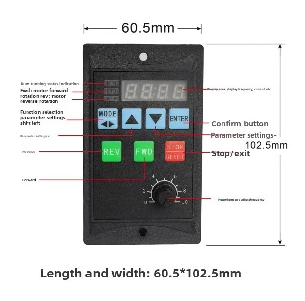 VFD 1500W Single Phase Input 220V to 3 Phase Output Motor Drive 0.4KW 0.75KW 1.5KW with RS485 for AC Motor Speed Control