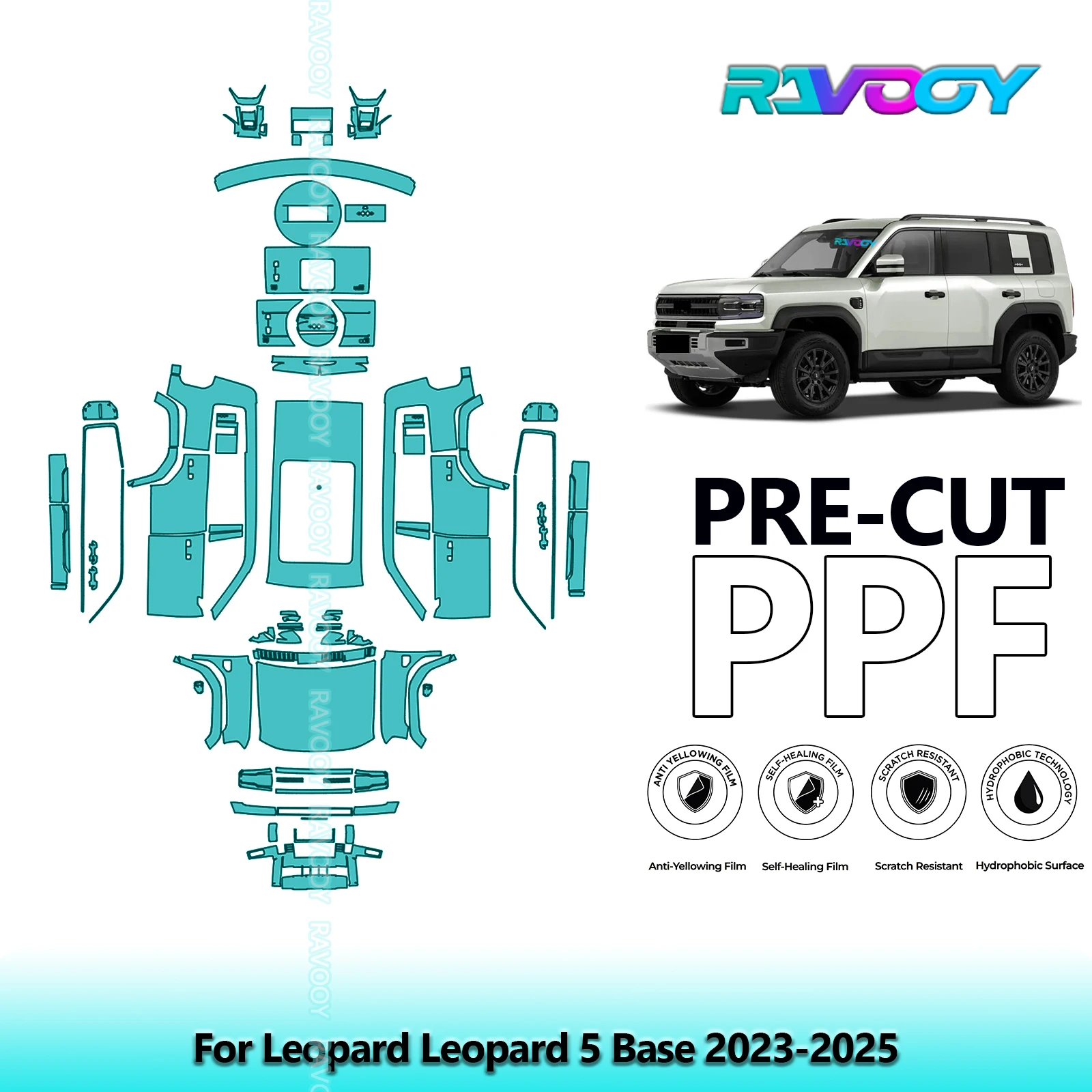 RAVOOY 8.5Mil Custom-Fit Precut TPU PPF Full Vehicle Clear Bra Stone Guard EU UK For Leopard Leopard 5 Base 2023-2026