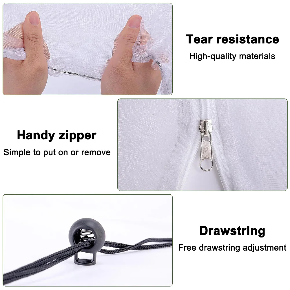 

3 Pieces Protective Bird Netting with Zipper and Drawstring for Garden Use Including Tomato and Cucumber Plants