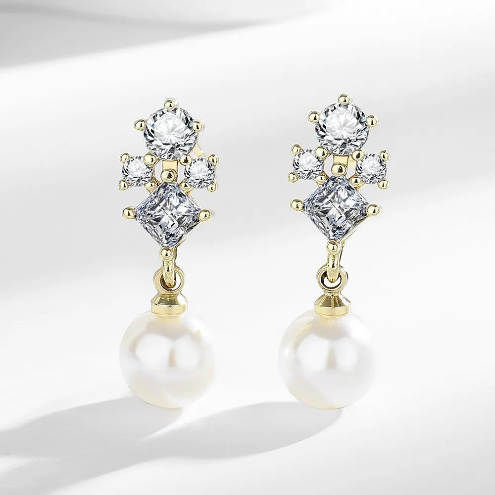 

Серьги из стерлингового серебра 925 пробы, модные легкие роскошные серьги с цветком и цирконием, жемчуг, подарок на день рождения, годовщину