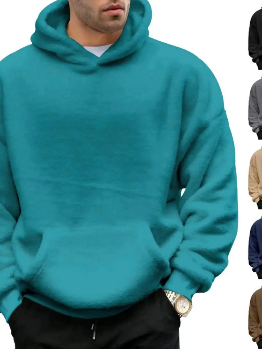 

Men's Winter Hooded Sweatshirt plus Size Loose Pullover Jacket Casual Fleece Lined Color Regular Sleeve Length