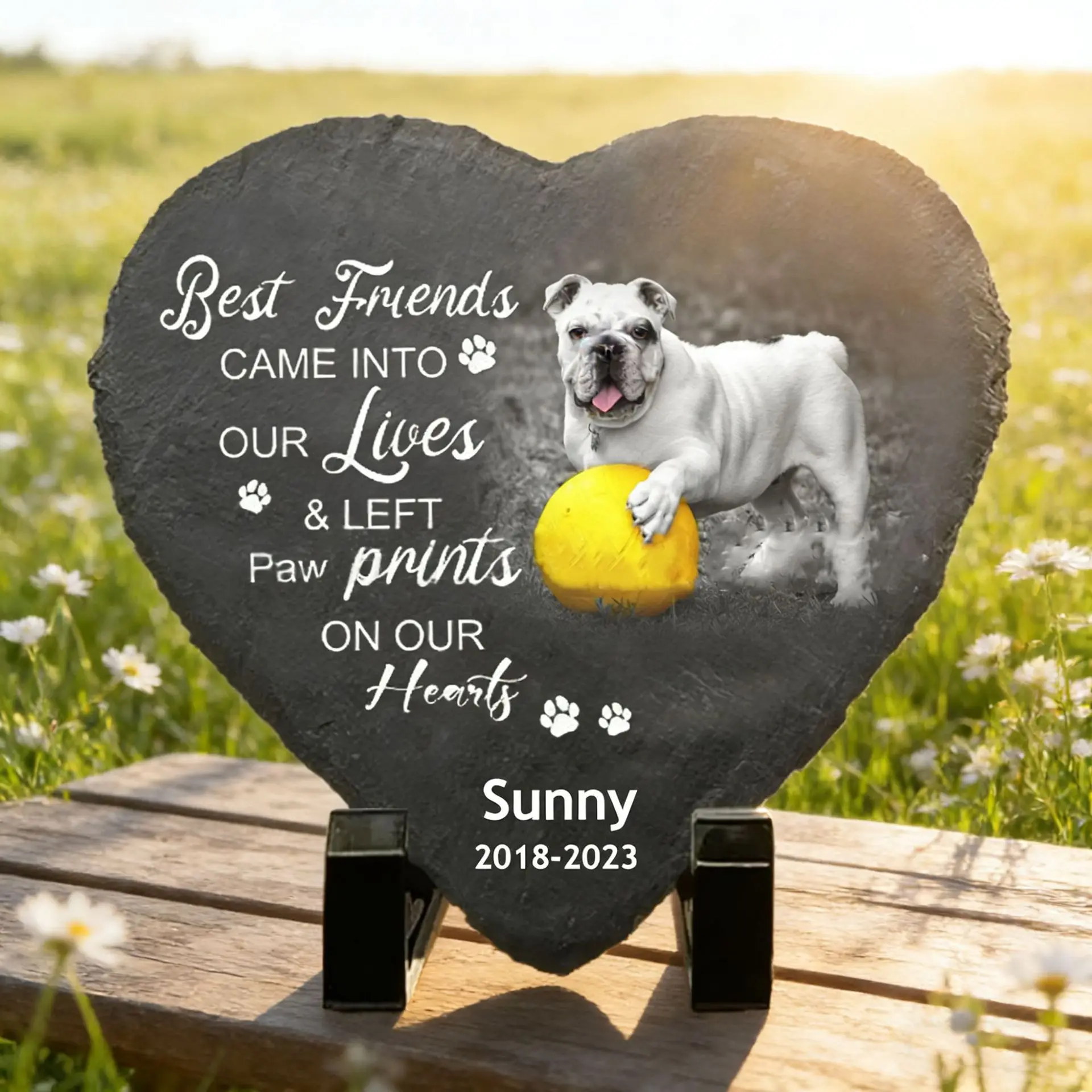 

Personalized Pet Memorial Stone Custom Photo Dog Cat Grave Marker Natural Slate Heart Plaque Sympathy Gift Loss of Pet Keepsake