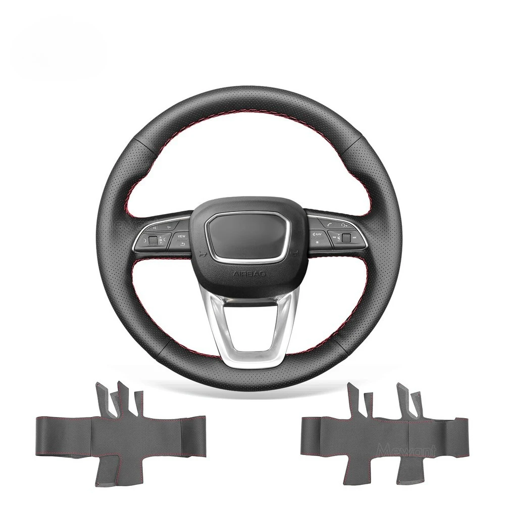 

DIY Hand-Sewn Anti slip Breathable PU Leather Steering Wheel Cover Wrap for Audi A4 Allroad Q3 Q5 Q7 Q8 Car Interior Accessories