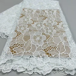 White Hot Selling African Lace Fabric 2024 High Quality Laser Embroidery Lace Cotton Guipure Lace water-Soluble Lace For Wedding