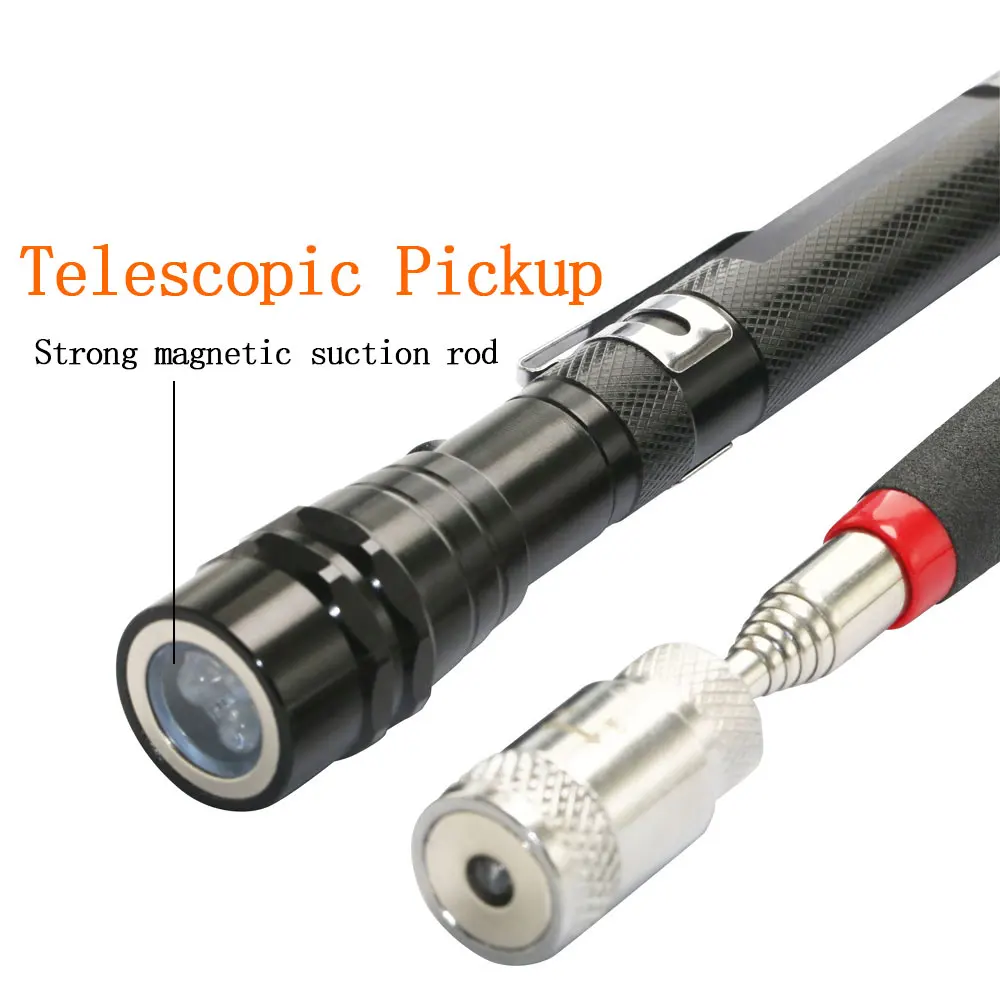 Telescopic Magnetic Pen with Light Mini Portable Magnet Pick Up Tool Extendable Pickup Rod Stick for Picking Up Screws Nut Bolt