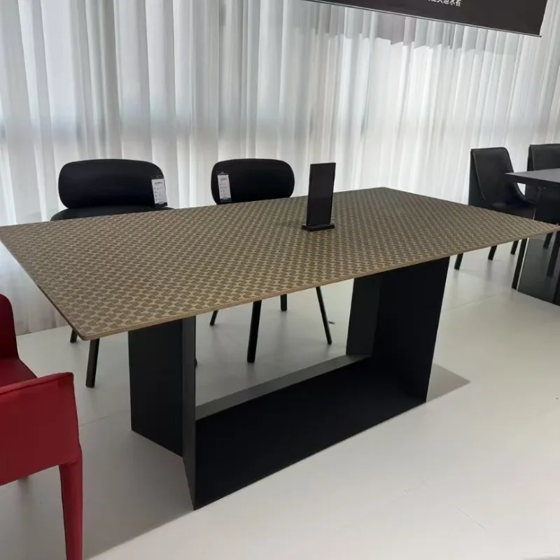 Rock slab dining table light luxury designer high-end modern rectangular 1.8-meter dining table desk