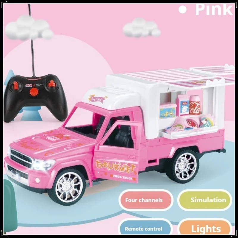 Electric Light Music Remote Control Dessert Car Four-Way Stall Car Children Play Home Simulation Ice Cream Car Toys Christmas