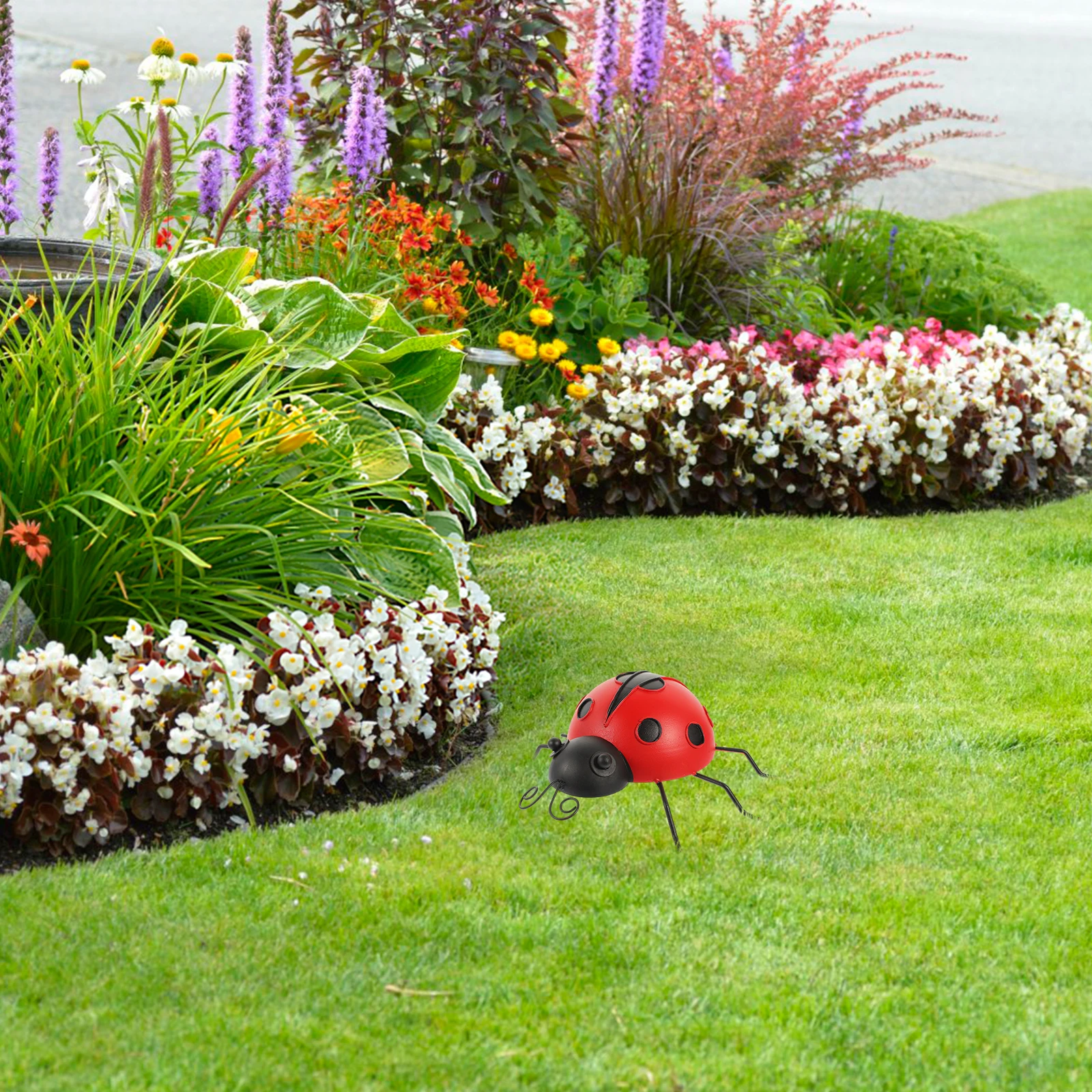 

3 Sizes Ladybug Decorations Iron Material Garden Lawn Pond Pool Ornament Simulated Ladybugs Red Color Outdoor Yard Statue
