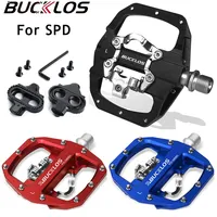 BUCKLOS Bicycle Mixed Pedal Double Function Bicycle Clipless Pedal for SPD System Mountain Bike Self-locking Pedals Flat Pedals
